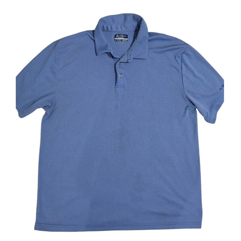 BEN HOGAN Performance Men's XL Golf‎ Shirt Short Sleeve Blue Geometric Pattern